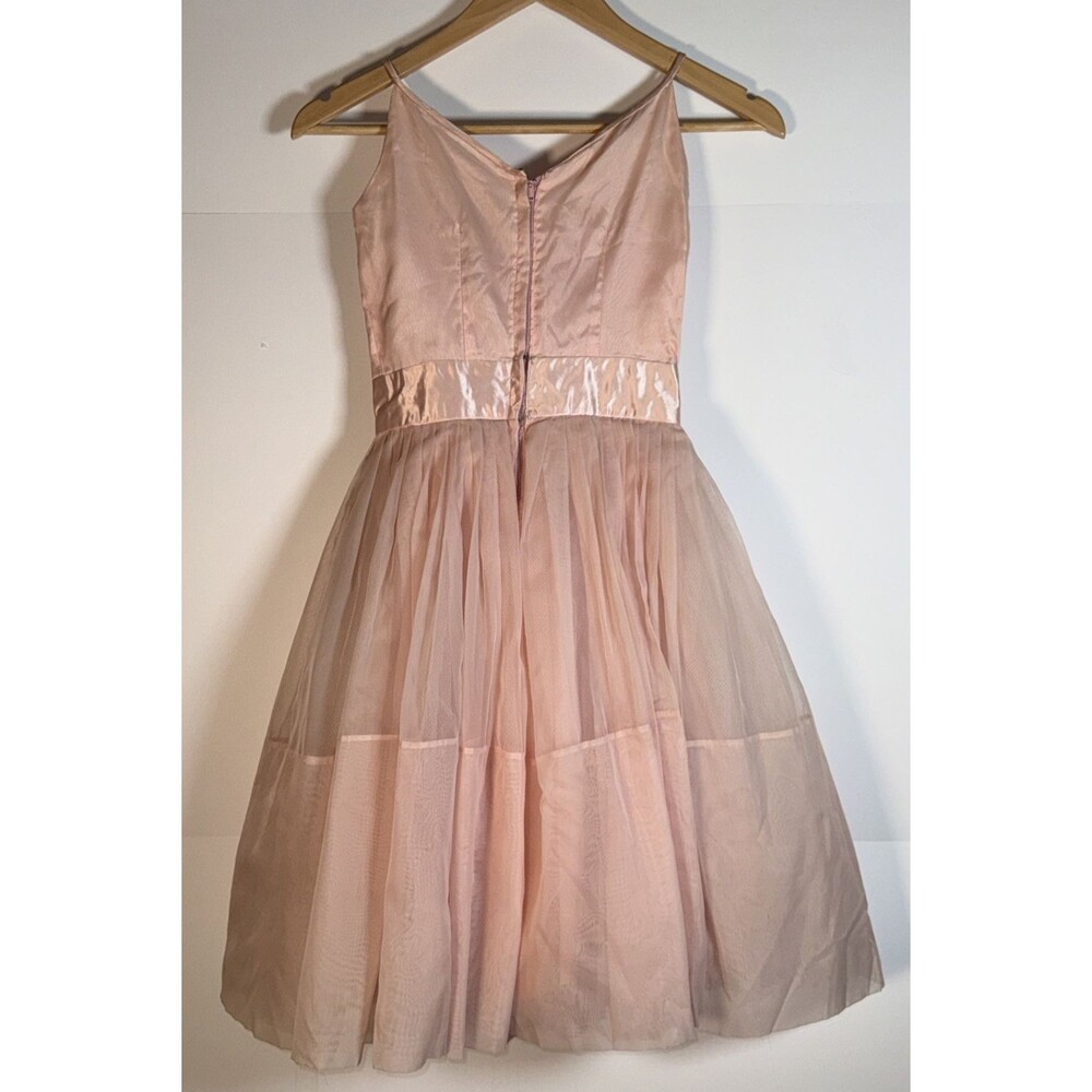Vintage 50s Cupcake Dress Size XXS Pink Tulle Fit & Flare Prom Formal Junior 7 - Picture 6 of 16